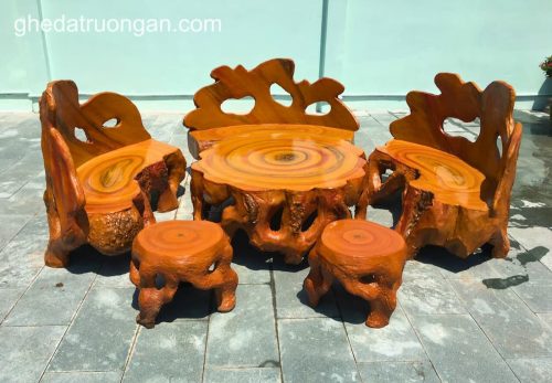 bàn ghế đá giả gỗ cao cấp