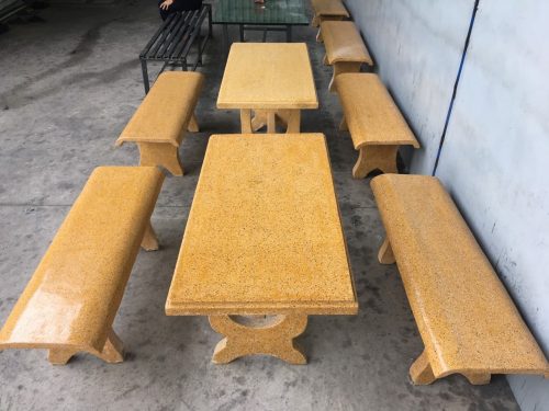 bộ ghế đá không tựa chữ nhật màu vàng