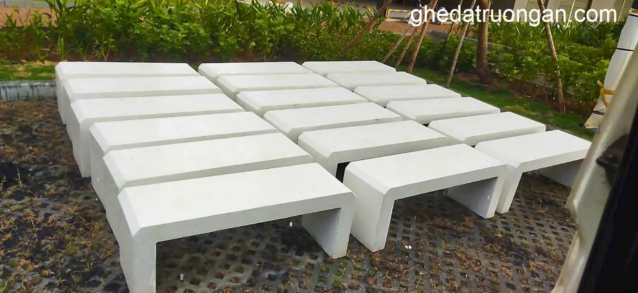 Ghế đá công viên không tựa liền khối bo góc